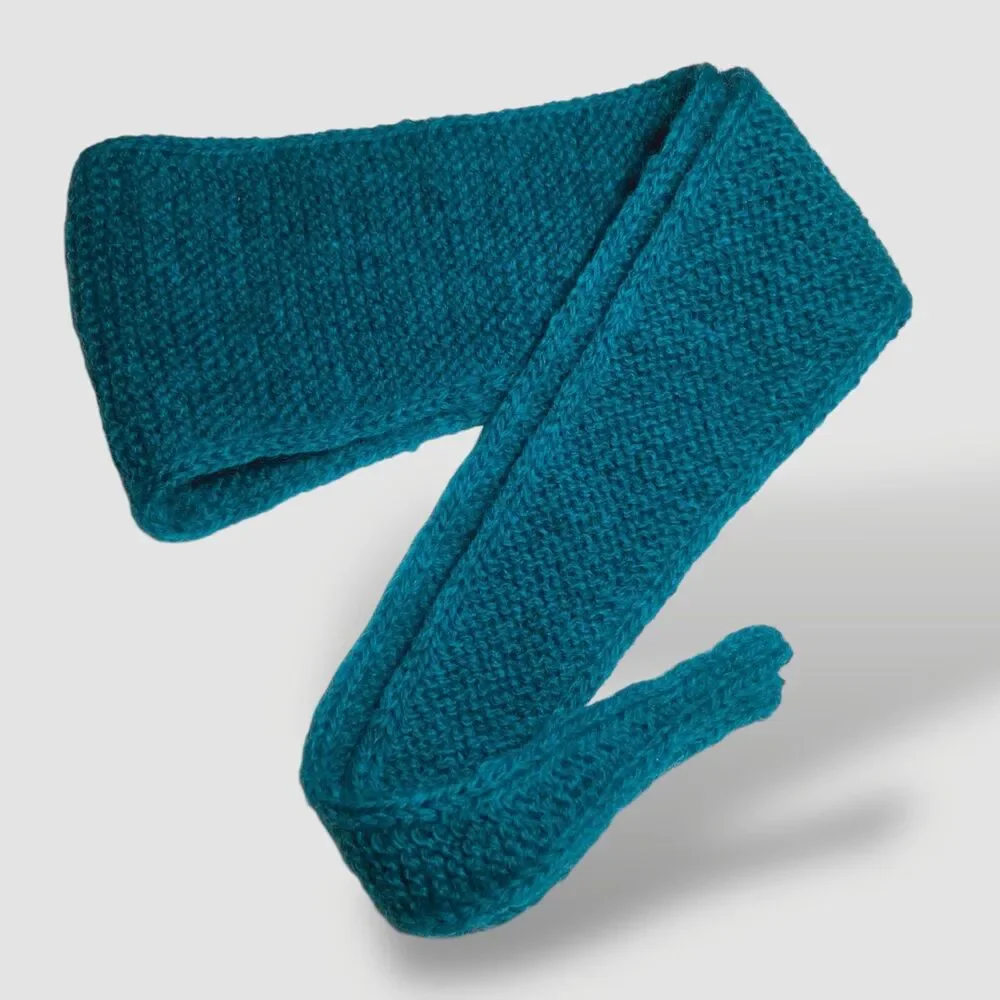Sophie Scarf 100% Peruvian Wool Neck Warmer Neckerchief Hand Knitted Women Teal